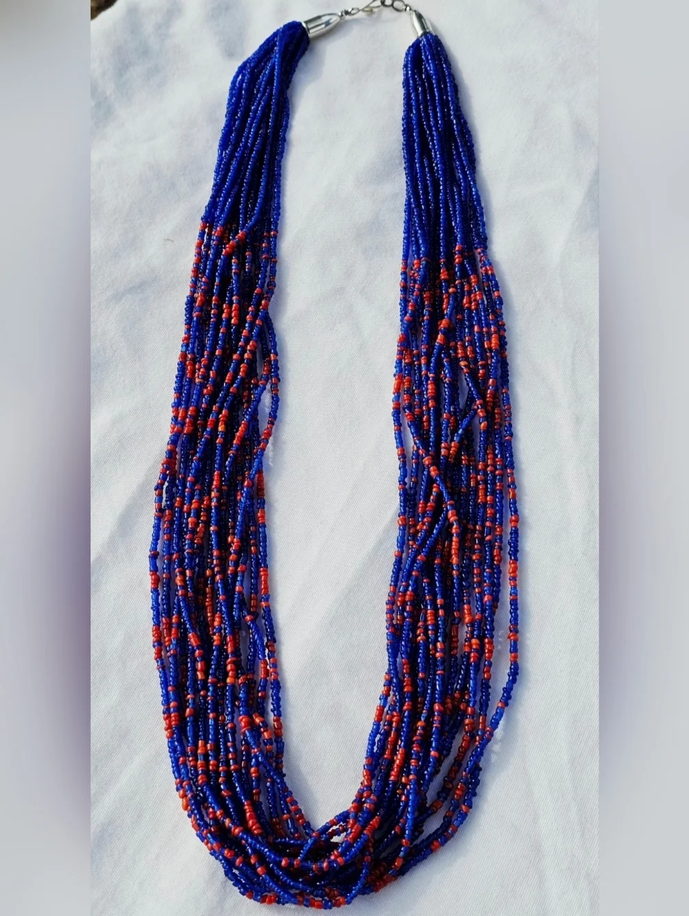 Multi Strand Seed Bead Necklace Statement Piece - Picture 2 of 3